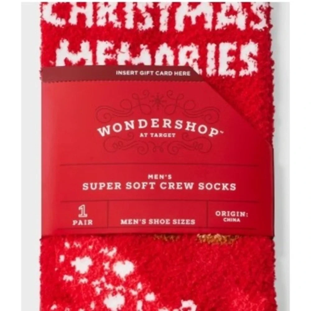 Men's Baking Spirits Bright Cozy Crew Socks - Wondershop™ Burgundy 6-12 NEW 4pk - Picture 3 of 3